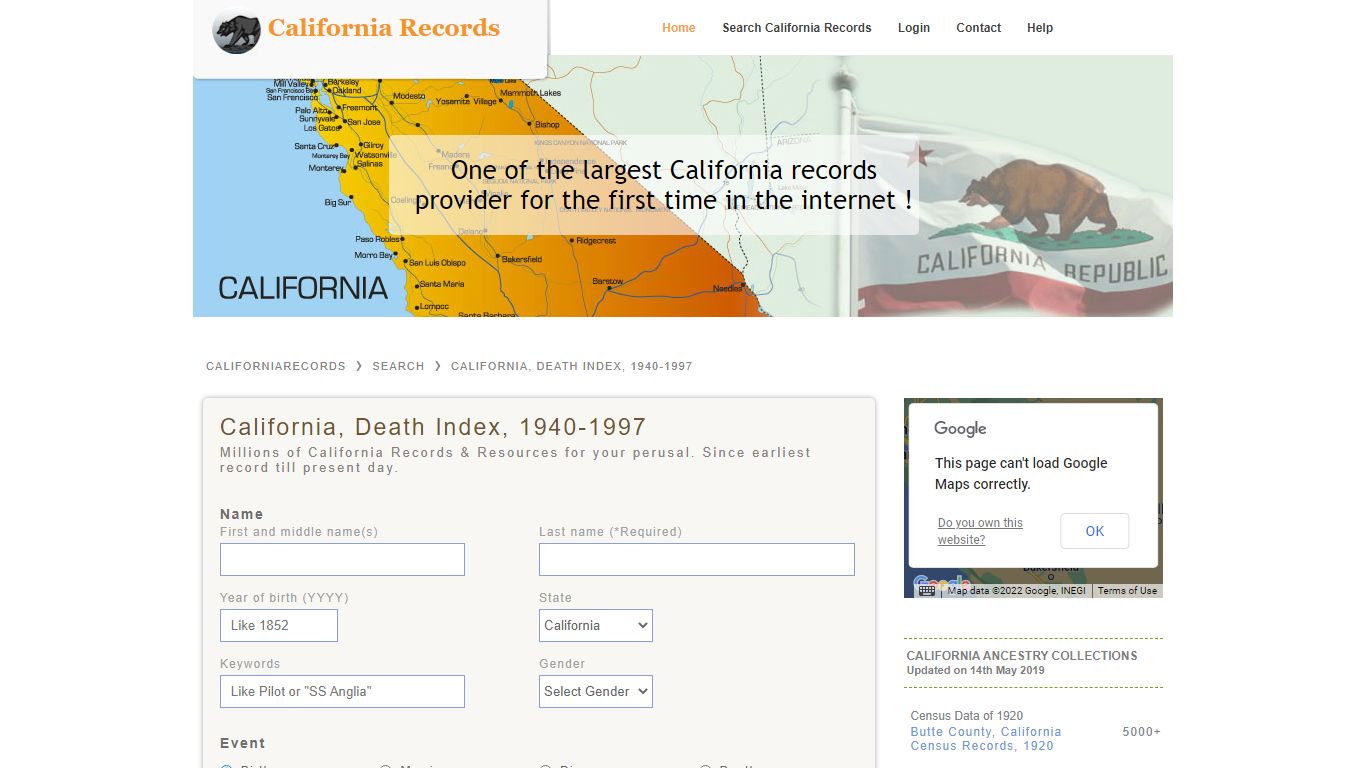 California, Death Index, 1940-1997 | California Records
